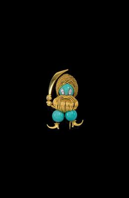 A brilliant and turquoise ‘Ottoman warrior’ brooch - Jewellery