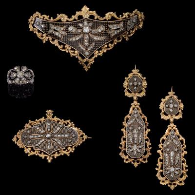 A diamond parure total weight c. 5 ct from an old European aristocratic collection - Klenoty