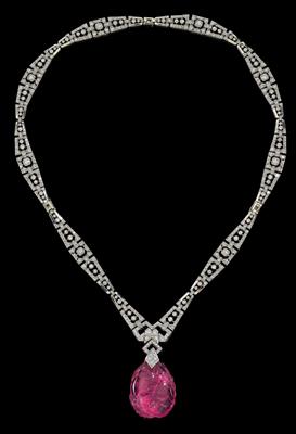 A diamond and rubellite necklace - Jewellery