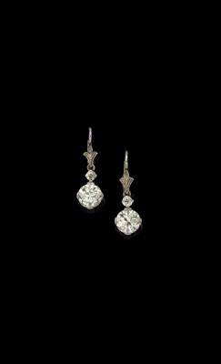 A pair of diamond earrings, total weight c. 4 ct - Jewellery