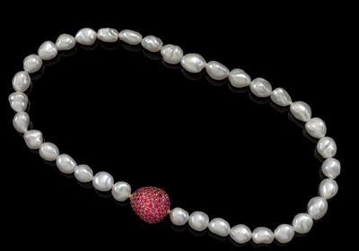 A spinel and South Sea keshi cultured pearl necklace - Gioielli