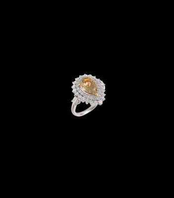 A fancy deep brown-yellow diamond ring 2.79 ct - Jewellery