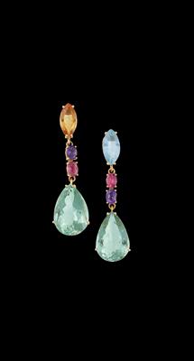 A pair of gemstone ear stud pendants - Jewellery