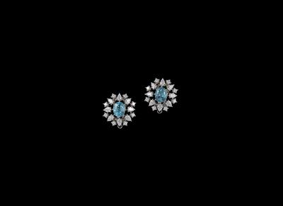 A pair of diamond and zircon ear clips - Jewellery