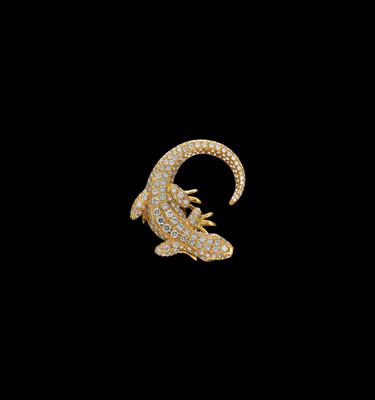 A Brilliant Lizard Brooch, Total Weight c. 3.05 ct - Klenoty