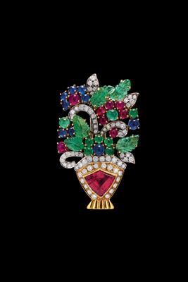 A Brilliant and Coloured Stone Brooch - Klenoty
