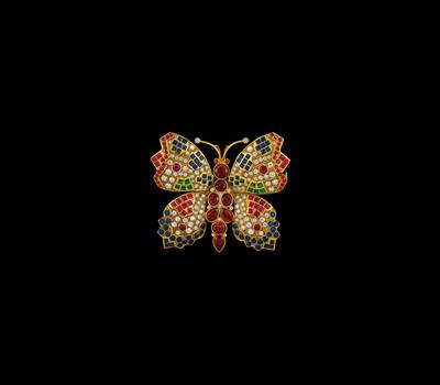 A Brilliant and Coloured Stone Brooch Butterfly Brooch - Gioielli