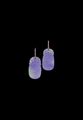 A Pair of Brilliant and Jadeite Ear Pendants - Jewellery