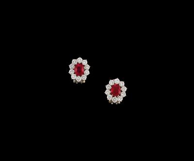 A Pair of Brilliant and Ruby Ear Clips - Gioielli