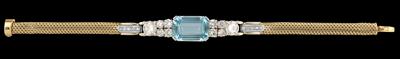 A Diamond and Aquamarine Bracelet - Jewellery