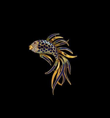 A Fish Enamel Brooch - Gioielli