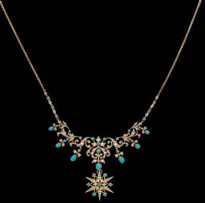 A Turquoise and Demi-Pearl Necklace - Gioielli