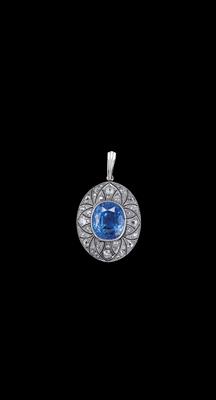 A Diamond Pendant with Untreated Sapphire c. 16 ct - Klenoty