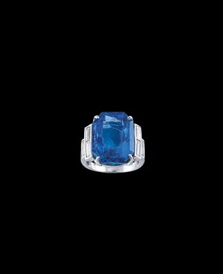 A Diamond Ring with an Untreated Sapphire c. 20.60 ct - Klenoty