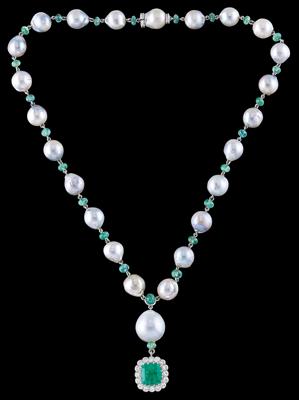 Südseekulturperlen Smaragd Collier - Juwelen