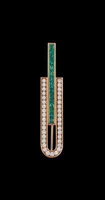 A Brilliant and Emerald Brooch by Tesarik - Gioielli