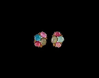 A Pair of Brilliant and Tourmaline Ear Clips by Anton Heldwein - Gioielli