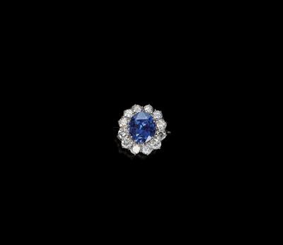 Boucheron Brillantring mit unbehandeltem Saphir ca. 4,20 ct - Juwelen