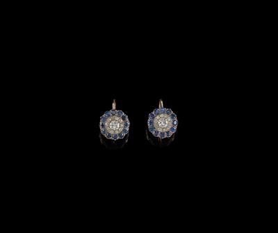 A Pair of Diamond and Sapphire Earrings - Jewellery