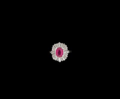 A Diamond Ring with Untreated Ruby 2.03 ct - Gioielli