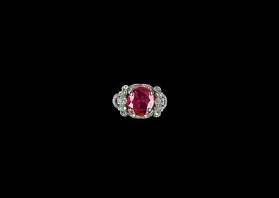 A Diamond Ring with an Untreated Ruby c. 3 ct - Klenoty