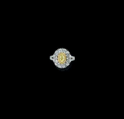 Natural Fancy Light Yellow Diamantring 0,92 ct - Juwelen