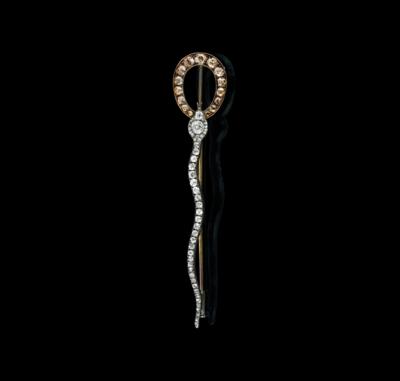 An Old-Cut Diamond Snake Brooch, Total Weight c. 2.10 ct - Klenoty