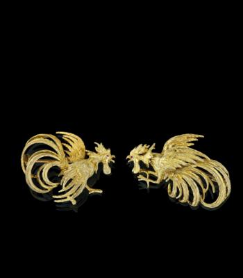 2 cockfight brooches - Šperky