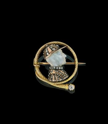 An old-cut diamond and rock crystal ‘jockey’ brooch - Šperky