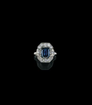 An old-cut diamond and sapphire ring - Gioielli
