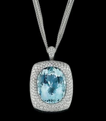 A brilliant and aquamarine pendant - Šperky