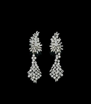 A pair of diamond ear pendants, total weight c. 16.60 ct - Jewels