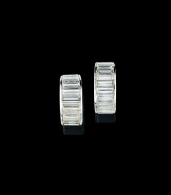 A pair of diamond creole earrings by Faraone total weight c. 6 ct - Jewels