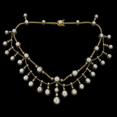 An old-cut diamond and Oriental pearl necklace - Exkluzivní šperky