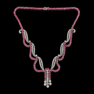 A Diamond Necklace with Partly Untreated Rubies - Exkluzivní šperky
