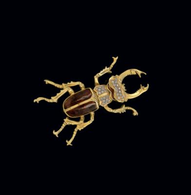 A brilliant stag beetle brooch, total weight c. 0.60 ct - Exkluzivní šperky
