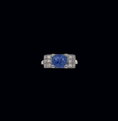A brilliant ring with untreated sapphire c. 3.30 ct - Exquisite Jewels