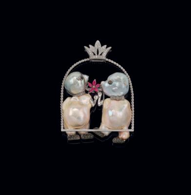 An amorous couple brooch - Exkluzivní šperky