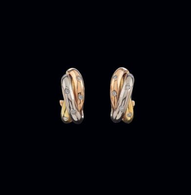 A pair of ‘Trinity’ brilliant ear clips by Cartier, total weight c. 0.20 ct - Gioielli scelti
