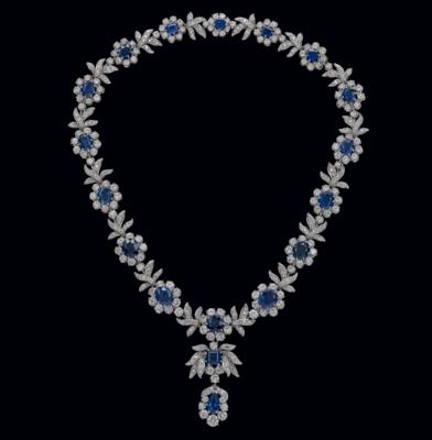 A diamond necklace with untreated sapphires total weight c. 35 ct, by Chantecler - Exkluzivní šperky
