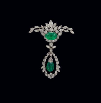 A diamond and emerald brooch - Gioielli scelti