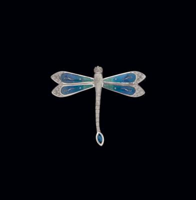 A brilliant and sapphire dragonfly brooch, Fabergé by Victor Mayer - Gioielli scelti
