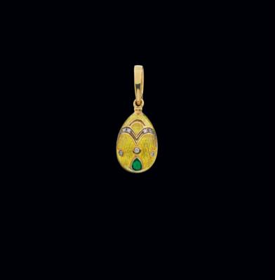 A brilliant and emerald egg pendant, Fabergé by Victor Mayer - Exkluzivní šperky