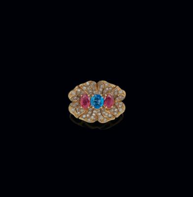 A brilliant and coloured stone ring by Moroni - Gioielli scelti