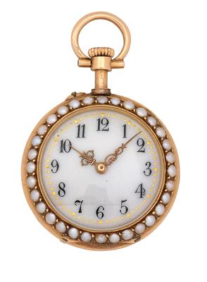 A lady’s pocket watch set with demi-pearls and diamond rhombs no. 8134 - Orologi da polso e da tasca