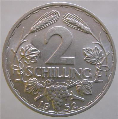 2 Schilling 1952 Wien, =2,81 g=, (kl. Kr.) III/III+ - Münzen, Medaillen und Papiergeld