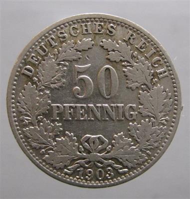 50 Pfennig 1903 A. J. 15; =2,73 g= (kl. Kr.) IV+ - Mince, medaile a papírové peníze