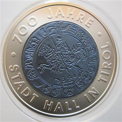 Bimetall Niobmünze 700 Jahre Stadt Hall - Münzen, Medaillen und Papiergeld