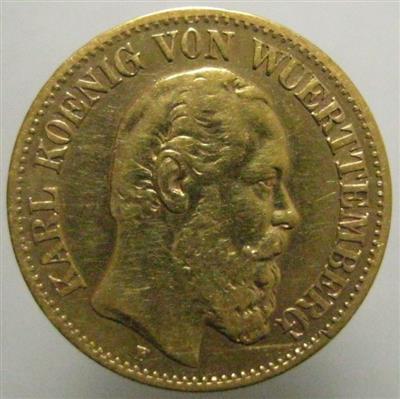 Württemberg, Karl 1864-1891 GOLD - Münzen
