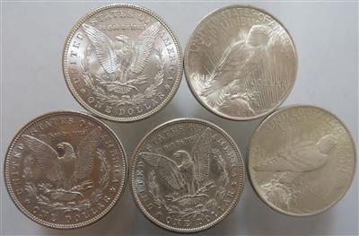 USA (5 Stk. AR Dollar) - Münzen und Medaillen